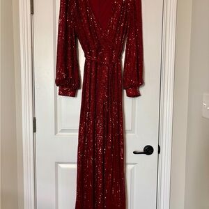 Elegant Red Sequin Jumpsuit